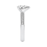 1.5CTW Pear Shaped Lab Grown Diamond (F/VVS) Three Row Micro Pave Engagement Ring in 14K Gold