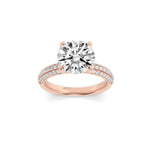 2.5CTW Round Shaped Lab Grown Diamond (F/VS) Three Row Micro Pave Engagement Ring in 14K Gold