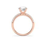 2.5CTW Round Shaped Lab Grown Diamond (F/VS) Three Row Micro Pave Engagement Ring in 14K Gold