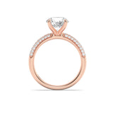 2.5CTW Round Shaped Lab Grown Diamond (F/VS) Three Row Micro Pave Engagement Ring in 14K Gold