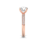 2.5CTW Round Shaped Lab Grown Diamond (F/VS) Three Row Micro Pave Engagement Ring in 14K Gold