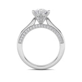 1.25CTW Oval Shaped Lab Grown Diamond (F/VS) Tulip Motif Accented Engagement Ring in 14K Gold