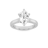 2CTW Oval Shaped Lab Grown Diamond (F/VS) Tulip Motif Accented Engagement Ring in 14K Gold