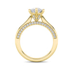 2CTW Oval Shaped Lab Grown Diamond (F/VS) Tulip Motif Accented Engagement Ring in 14K Gold