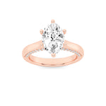 2CTW Oval Shaped Lab Grown Diamond (F/VS) Tulip Motif Accented Engagement Ring in 14K Gold