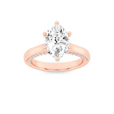 2CTW Oval Shaped Lab Grown Diamond (F/VS) Tulip Motif Accented Engagement Ring in 14K Gold