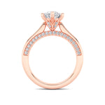 2CTW Oval Shaped Lab Grown Diamond (F/VS) Tulip Motif Accented Engagement Ring in 14K Gold