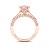 2CTW Oval Shaped Lab Grown Diamond (F/VS) Tulip Motif Accented Engagement Ring in 14K Gold