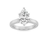 1.25CTW Pear Shaped Lab Grown Diamond (F/VS) Tulip Motif Accented Engagement Ring in 14K Gold
