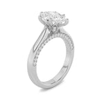 1.25CTW Pear Shaped Lab Grown Diamond (F/VS) Tulip Motif Accented Engagement Ring in 14K Gold
