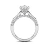 1.25CTW Pear Shaped Lab Grown Diamond (F/VS) Tulip Motif Accented Engagement Ring in 14K Gold