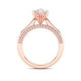 1.25CTW Pear Shaped Lab Grown Diamond (F/VS) Tulip Motif Accented Engagement Ring in 14K Gold