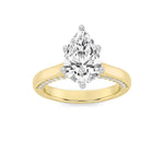 1.25CTW Pear Shaped Lab Grown Diamond (F/VS) Tulip Motif Accented Engagement Ring in 14K Gold
