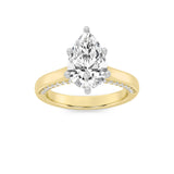 1.25CTW Pear Shaped Lab Grown Diamond (F/VS) Tulip Motif Accented Engagement Ring in 14K Gold