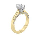 1.25CTW Pear Shaped Lab Grown Diamond (F/VS) Tulip Motif Accented Engagement Ring in 14K Gold