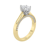 1.25CTW Pear Shaped Lab Grown Diamond (F/VS) Tulip Motif Accented Engagement Ring in 14K Gold
