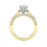 1.25CTW Pear Shaped Lab Grown Diamond (F/VS) Tulip Motif Accented Engagement Ring in 14K Gold