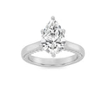 2CTW Pear Shaped Lab Grown Diamond (F/VS) Tulip Motif Accented Engagement Ring in 14K Gold