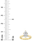 2CTW Pear Shaped Lab Grown Diamond (F/VS) Tulip Motif Accented Engagement Ring in 14K Gold
