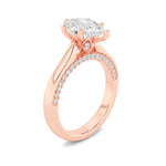 2CTW Pear Shaped Lab Grown Diamond (F/VS) Tulip Motif Accented Engagement Ring in 14K Gold