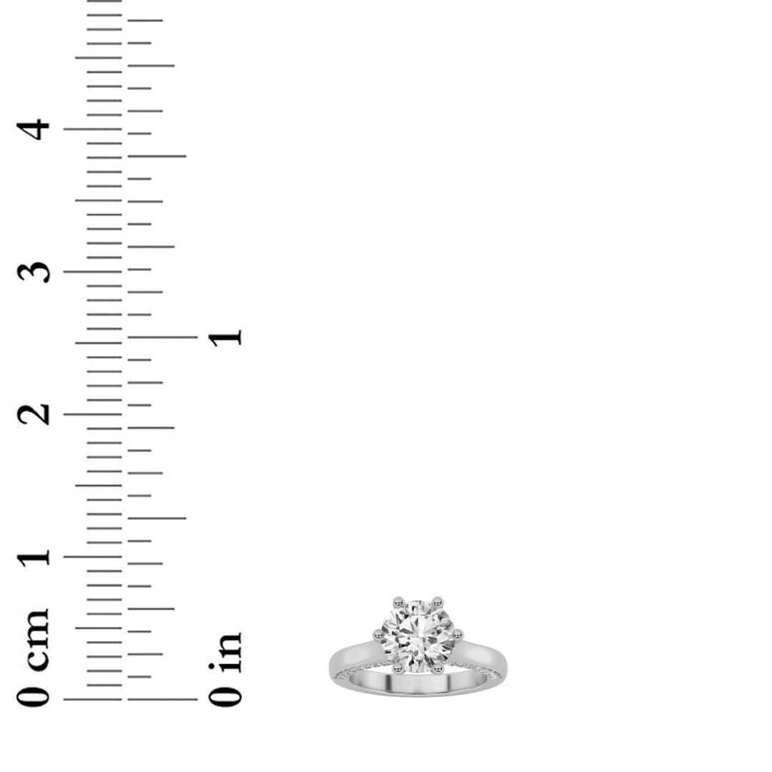 1.25CTW Round Shaped Lab Grown Diamond (F/VS) Tulip Motif Accented Engagement Ring in 14K Gold