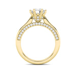 1.25CTW Round Shaped Lab Grown Diamond (F/VS) Tulip Motif Accented Engagement Ring in 14K Gold
