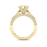 1.25CTW Round Shaped Lab Grown Diamond (F/VS) Tulip Motif Accented Engagement Ring in 14K Gold
