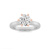 1.25CTW Round Shaped Lab Grown Diamond (F/VS) Tulip Motif Accented Engagement Ring in 14K Gold