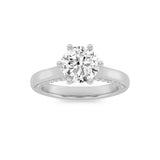 2CTW Round Shaped Lab Grown Diamond (F/VS) Tulip Motif Accented Engagement Ring in 14K Gold