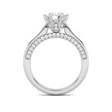 2CTW Round Shaped Lab Grown Diamond (F/VS) Tulip Motif Accented Engagement Ring in 14K Gold
