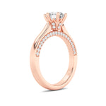 2CTW Round Shaped Lab Grown Diamond (F/VS) Tulip Motif Accented Engagement Ring in 14K Gold