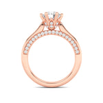 2CTW Round Shaped Lab Grown Diamond (F/VS) Tulip Motif Accented Engagement Ring in 14K Gold