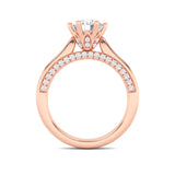 2CTW Round Shaped Lab Grown Diamond (F/VS) Tulip Motif Accented Engagement Ring in 14K Gold