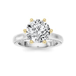 2CTW Round Shaped Lab Grown Diamond (F/VS) Tulip Motif Accented Engagement Ring in 14K Gold