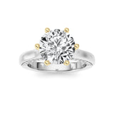 2CTW Round Shaped Lab Grown Diamond (F/VS) Tulip Motif Accented Engagement Ring in 14K Gold