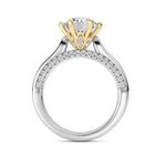 2CTW Round Shaped Lab Grown Diamond (F/VS) Tulip Motif Accented Engagement Ring in 14K Gold