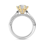 2CTW Round Shaped Lab Grown Diamond (F/VS) Tulip Motif Accented Engagement Ring in 14K Gold