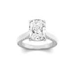 2.5CTW Elongated Cushion Shaped Lab Grown Diamond (F/VS) Accented Bridge Shank Engagement Ring in 14K Gold