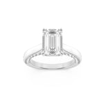1.25CTW Emerald Shaped Lab Grown Diamond (F/VS) Accented Bridge Shank Engagement Ring in 14K Gold