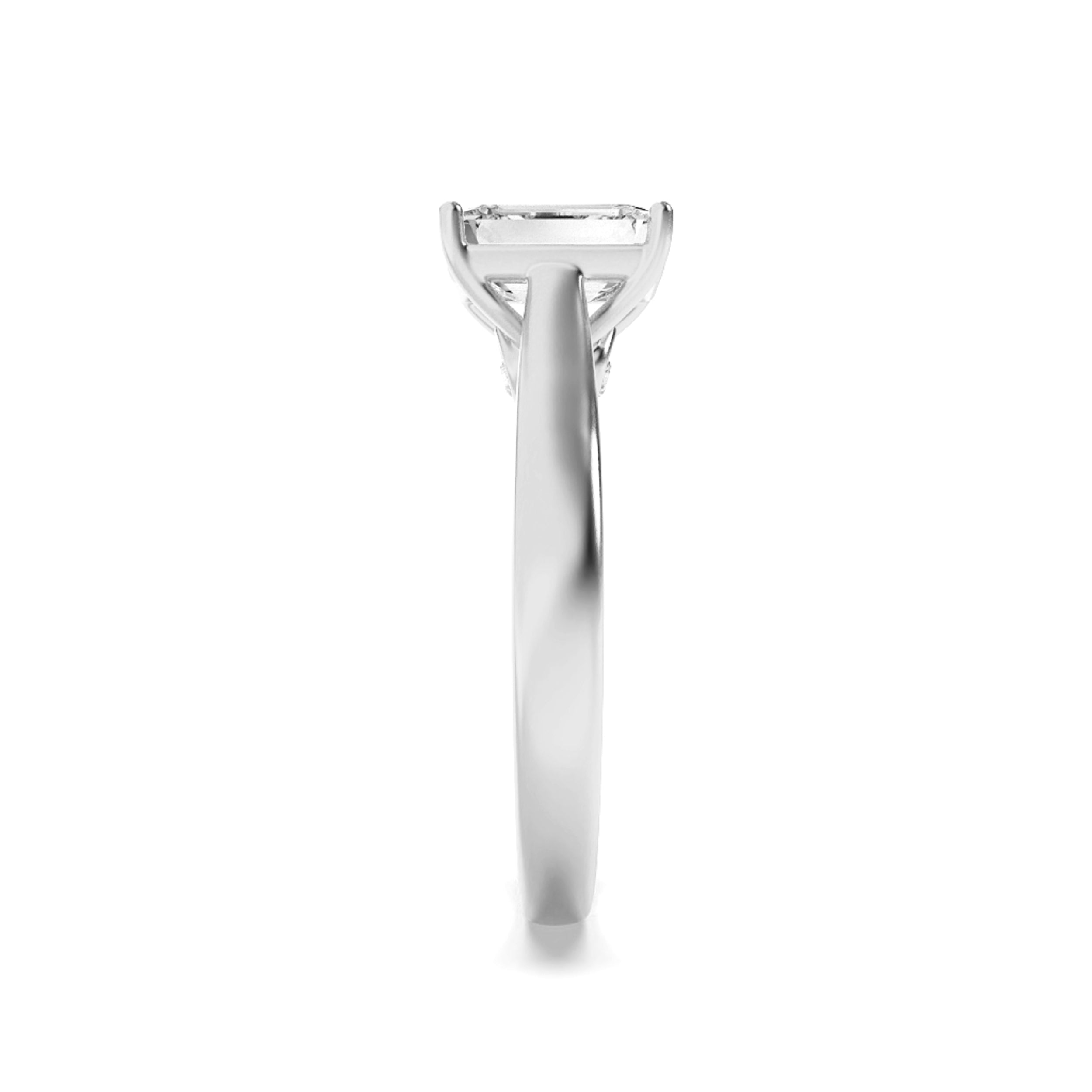 1.25CTW Emerald Shaped Lab Grown Diamond (F/VS) Accented Bridge Shank Engagement Ring in 14K Gold