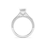 1.25CTW Emerald Shaped Lab Grown Diamond (F/VS) Accented Bridge Shank Engagement Ring in 14K Gold