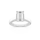 2CTW Emerald Shaped Lab Grown Diamond (G/VS) Accented Bridge Shank Engagement Ring in 14K Gold