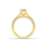 2CTW Emerald Shaped Lab Grown Diamond (G/VS) Accented Bridge Shank Engagement Ring in 14K Gold