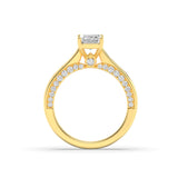2CTW Emerald Shaped Lab Grown Diamond (G/VS) Accented Bridge Shank Engagement Ring in 14K Gold