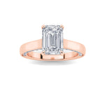 2CTW Emerald Shaped Lab Grown Diamond (G/VS) Accented Bridge Shank Engagement Ring in 14K Gold