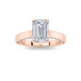 2CTW Emerald Shaped Lab Grown Diamond (G/VS) Accented Bridge Shank Engagement Ring in 14K Gold