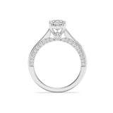 1.33CTW Oval Shaped Lab Grown Diamond (F/VS) Accented Bridge Shank Engagement Ring in 14K Gold