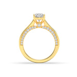 1.33CTW Oval Shaped Lab Grown Diamond (F/VS) Accented Bridge Shank Engagement Ring in 14K Gold