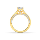 1.33CTW Oval Shaped Lab Grown Diamond (F/VS) Accented Bridge Shank Engagement Ring in 14K Gold