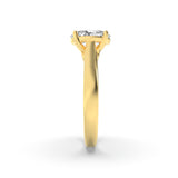 2CTW Oval Shaped Lab Grown Diamond (F/VS) Accented Bridge Shank Engagement Ring in 14K Gold